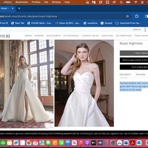 Brand new - Never worn Sarah Nouri "Royal Highness" designer wedding gown.